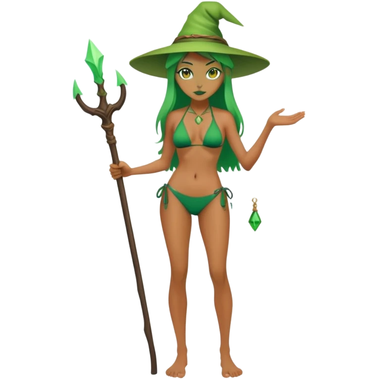 Full body green witch woman wearing bikini emoji