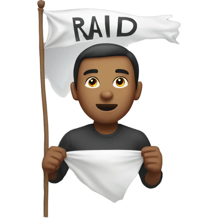 holding up a banner with the word Raid on it emoji