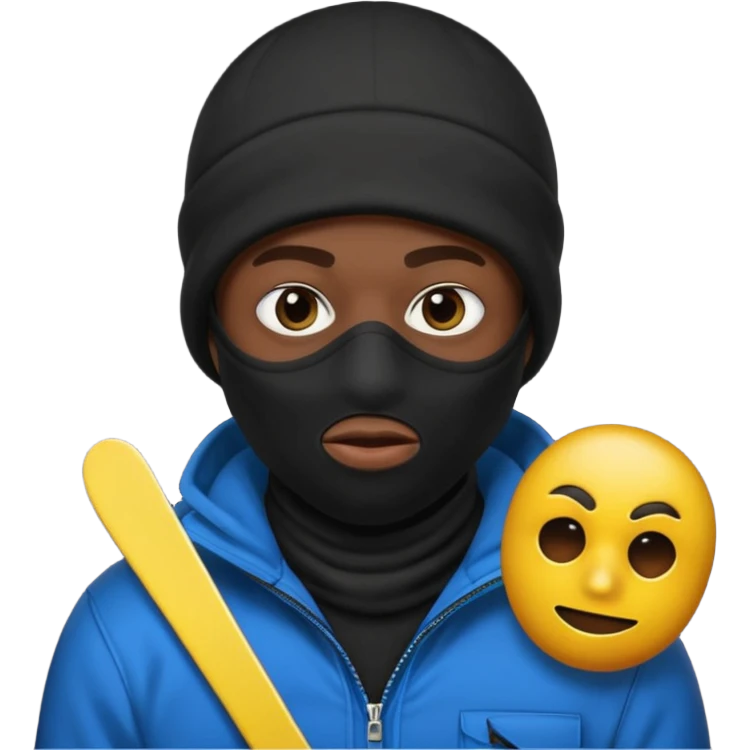 black guy, thug, ski mask, stealing, emoji emoji