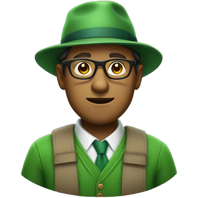 A man with glasses and a hat dressed in green  emoji