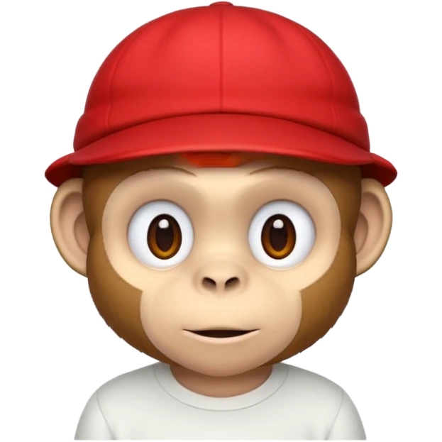 Macaco de camisa branca e boné vermelho  emoji
