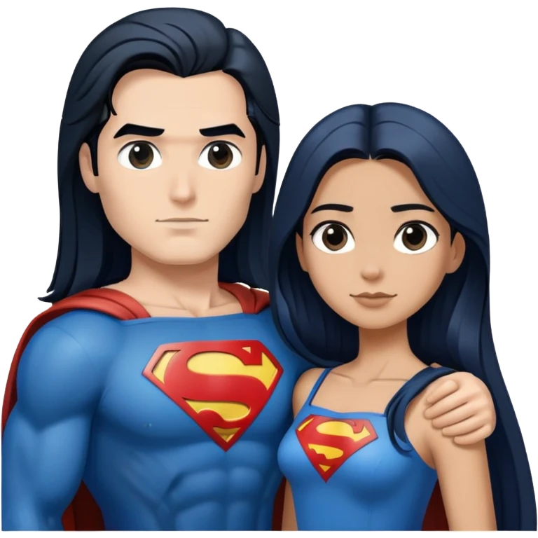 Superman-and-girl-with-black-faded-to-dark- blue-straight-long-hair emoji