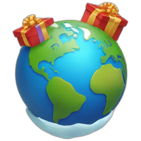 earth with gifts on it emoji