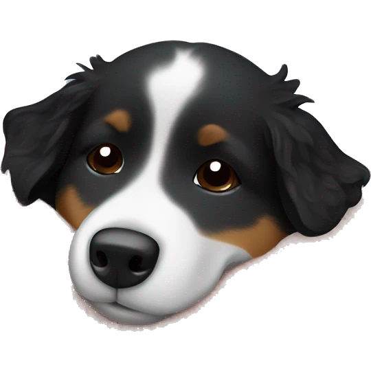 Small black australian shepherd dog sleeping with knit blanket  emoji