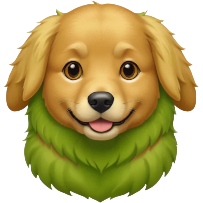green dog extra furry golden retriever. The dog fur is green emoji