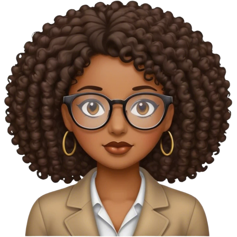 Girl boss black, curly hair, Black, sexy with glasses emoji