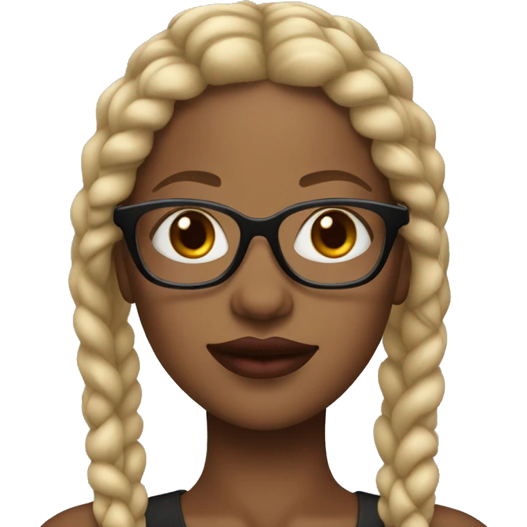 black woman with glasses and blonde braids and red lips emoji