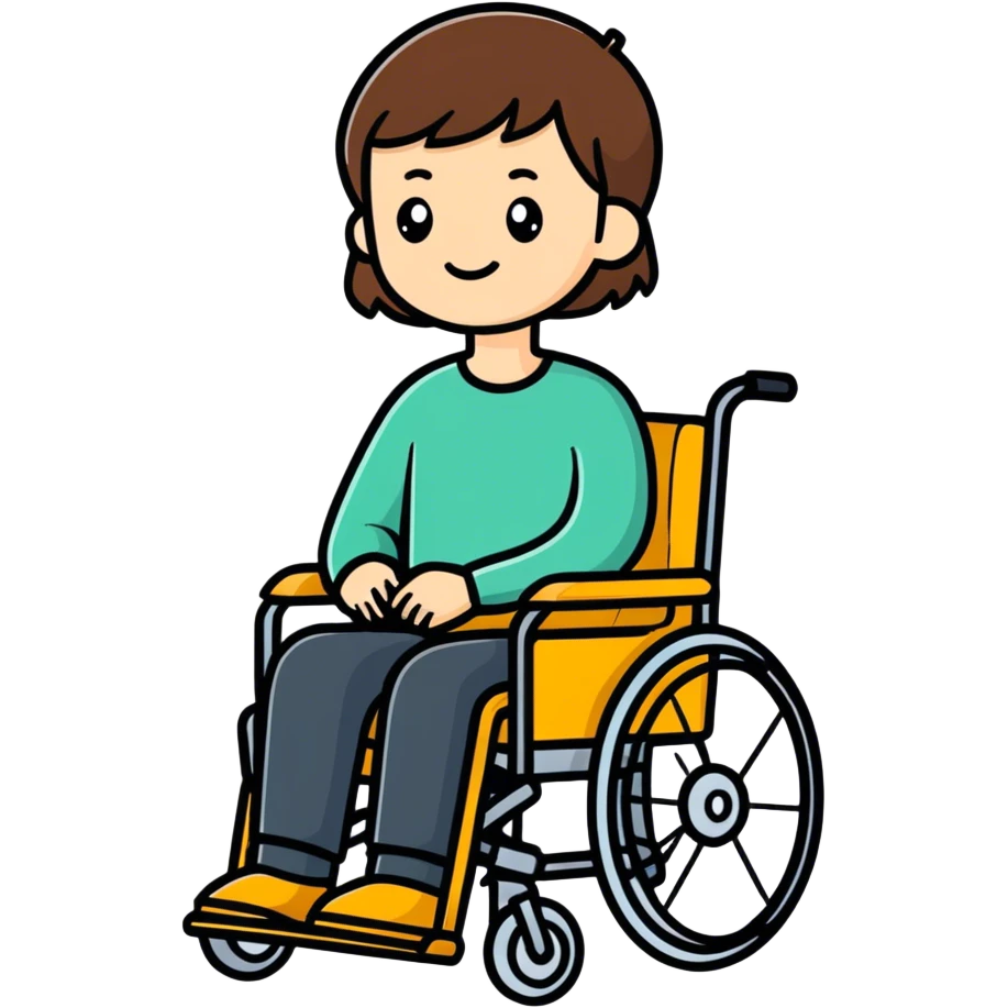 Brown haired son in a wheelchair  emoji