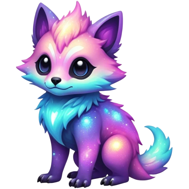 Epic Edgy Cute Colorful Vibrant Sparkly  Shiny Pastel Nebula Modern Vernid-Protogen-creature-animal, full body emoji