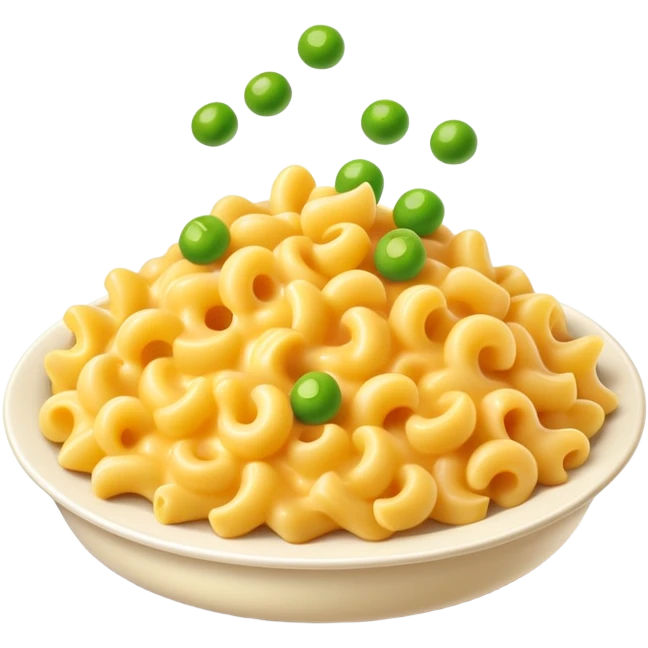 Macaroni and cheese with peas on it emoji