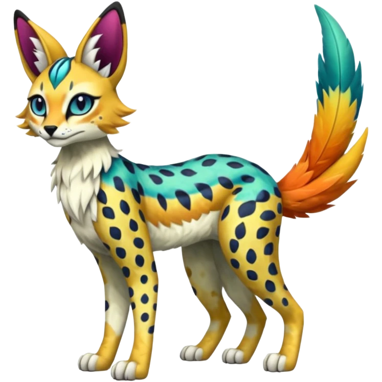Colorful Meloetta-Vernid-Sergal-Serval-Fakémon-fusion-hybrid-creature emoji