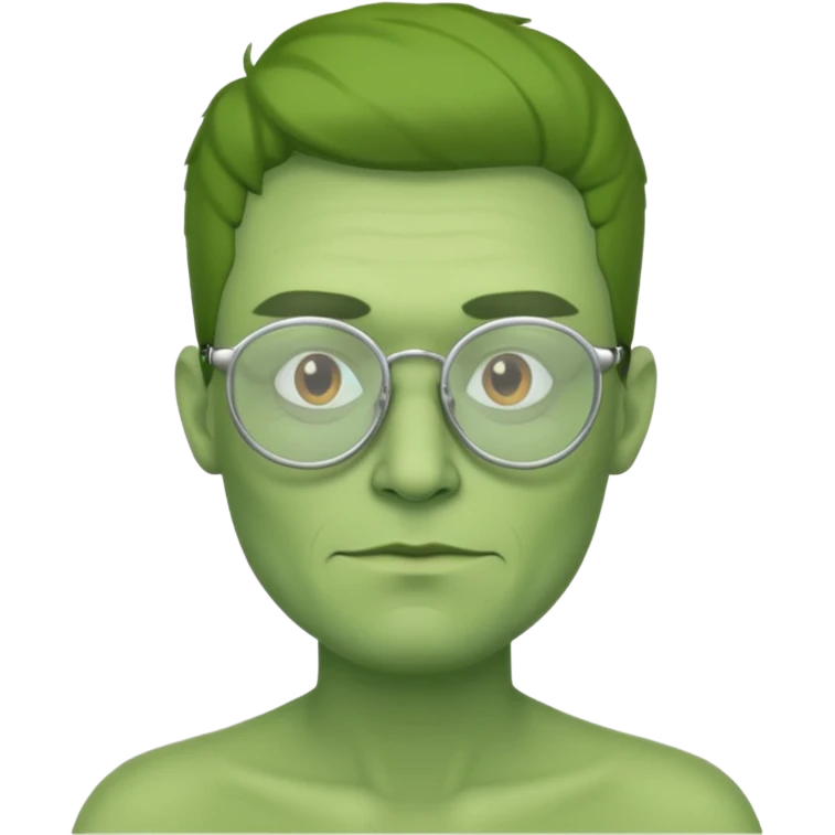 make me a guy who is 100% green with cool glasses no facial hair emoji