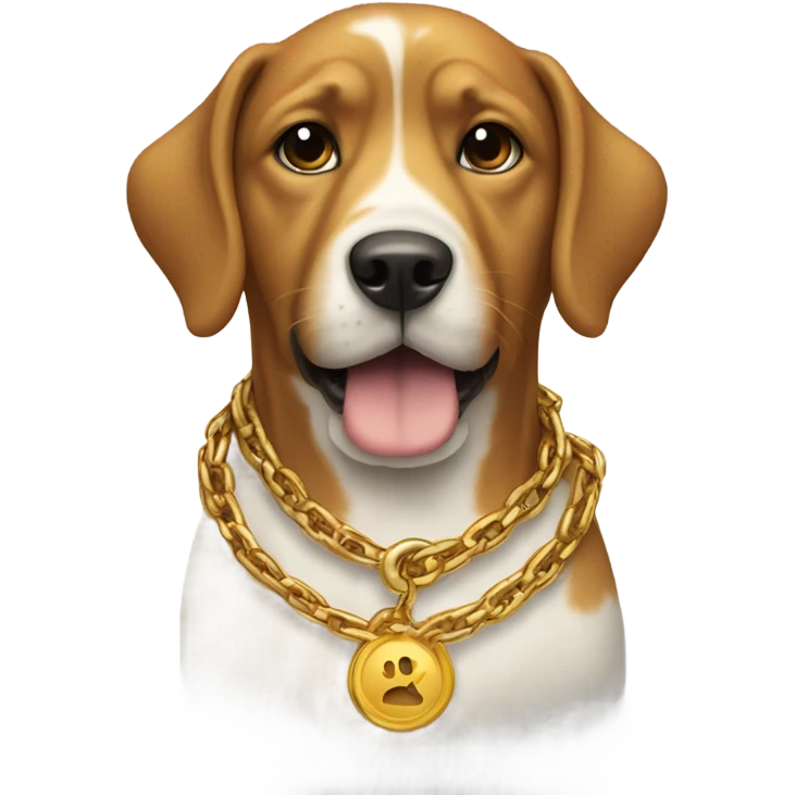 Dog wearing gold chain emoji