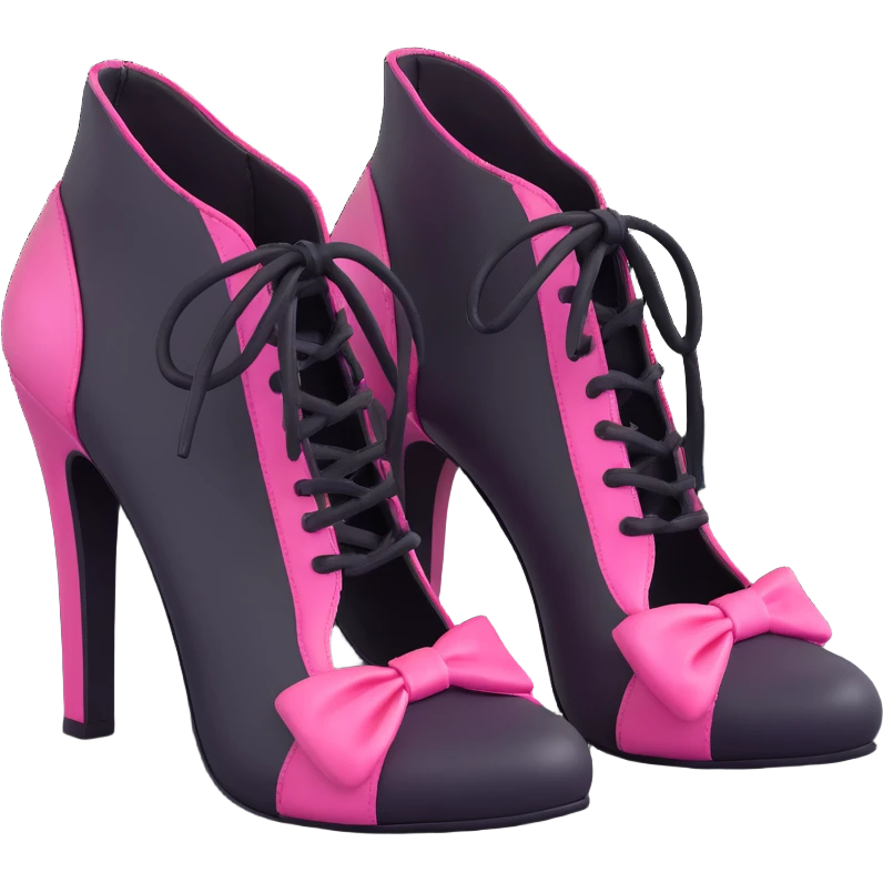 BLACKPINK-inspired gothic shoes, no hearts, black and pink, cute and emoji