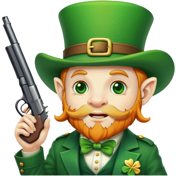 Leprechaun putting gun to chin emoji