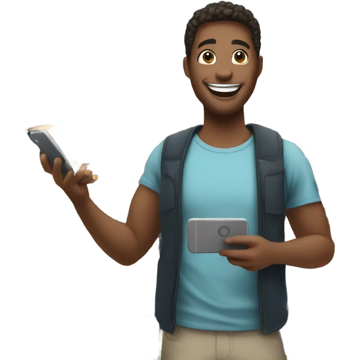 happy person picking up food on a smartphone  emoji