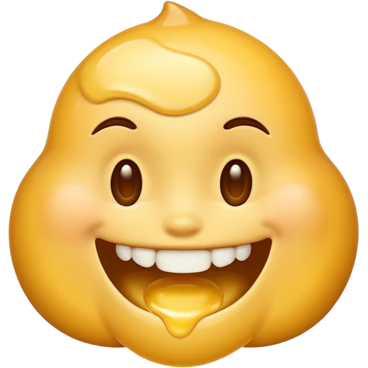 Smiling emoji having white honey fall out of its mouth  emoji