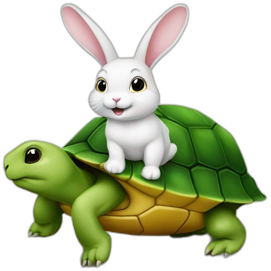 lapin sur tortue emoji