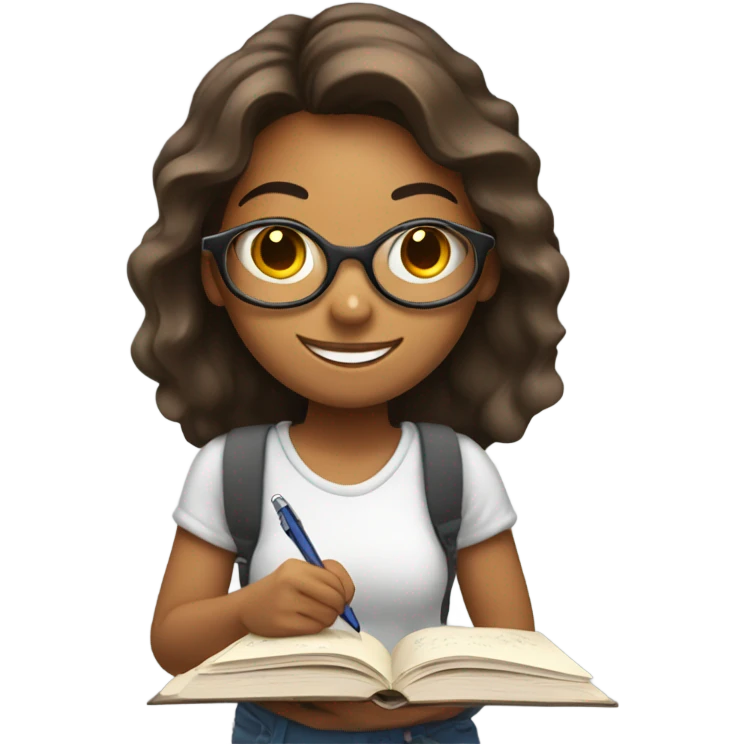 smiling girl studying theme emoji