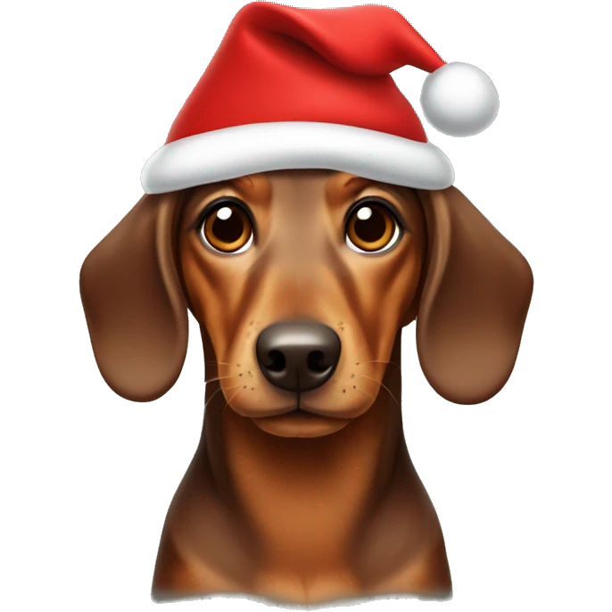 Brown Dashund with Christmas hat emoji