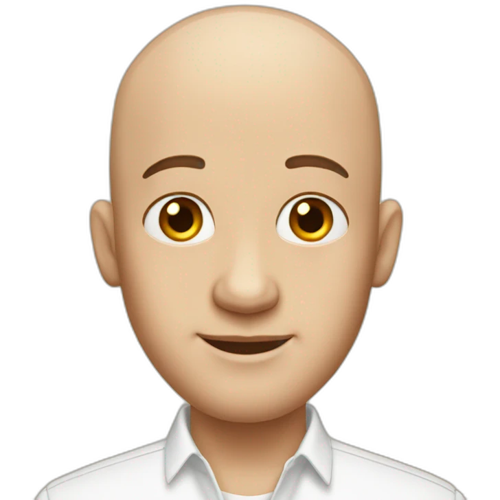 Bald man in white shirt and an earing emoji