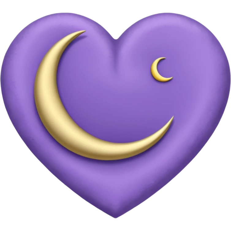 lavender heart with a moon motif emoji