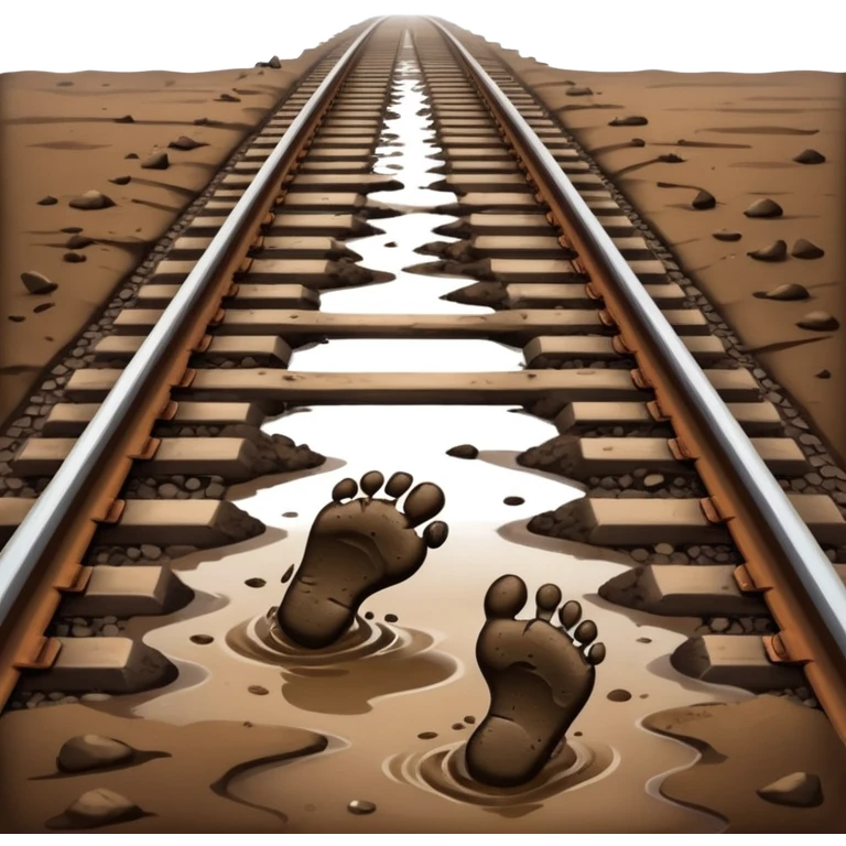 footprints near train track emoji
