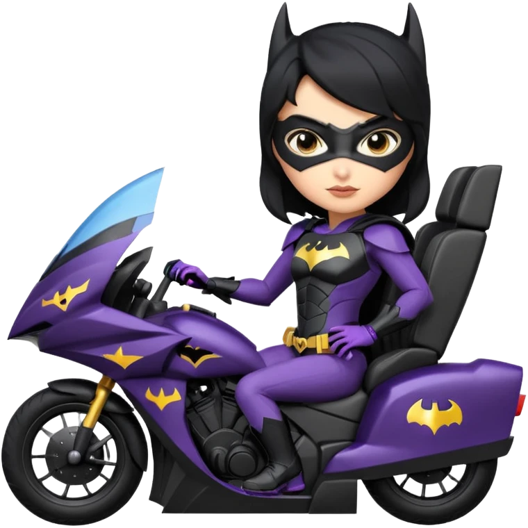 I:16 scale racing sexy fitted Batgirl’s buxom attractively armored midnight-colored tight outfit tv series style dark knight stealthy accurate sporty safe plush deluxe off-road pursuit drifting prototype car (black hair, riding in car seat) rally vehicle  emoji