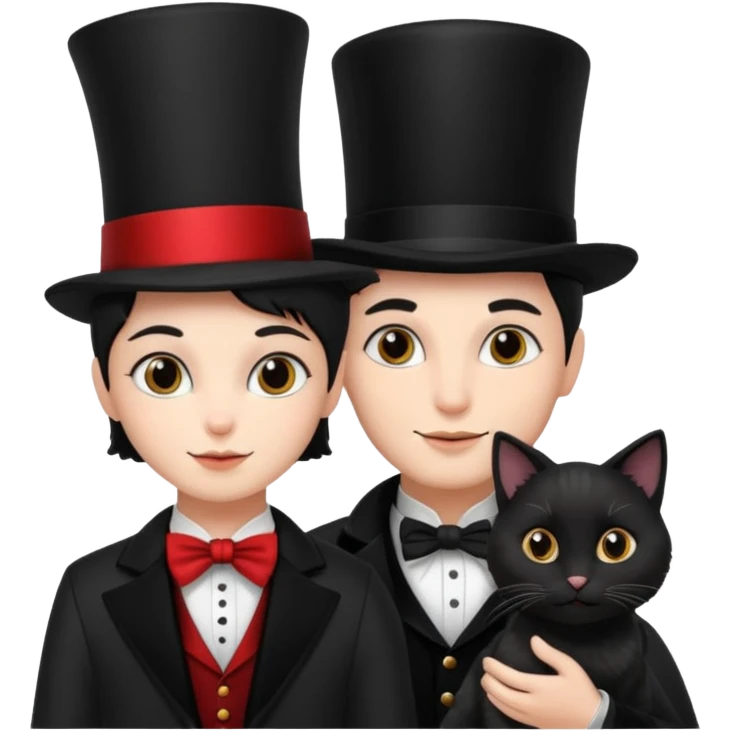 magician couple and their pet cat emoji
