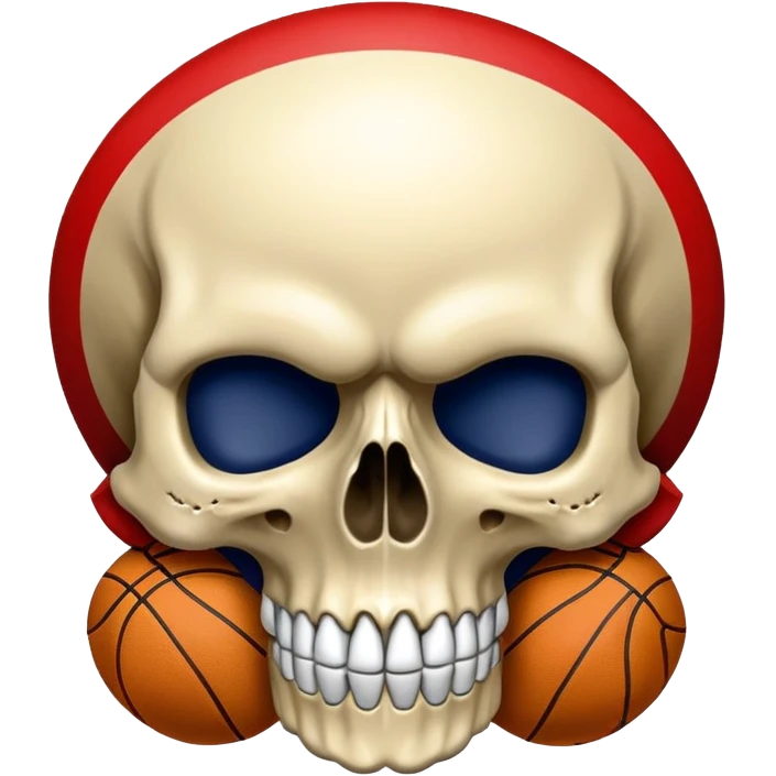skull colored in New Orleans Pelicans basketball team colors - navy blue, gold, and red emoji