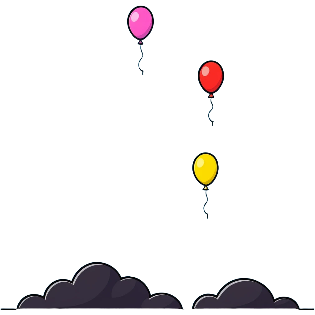 Bunch of bright colorful balloons rising into the sky emoji