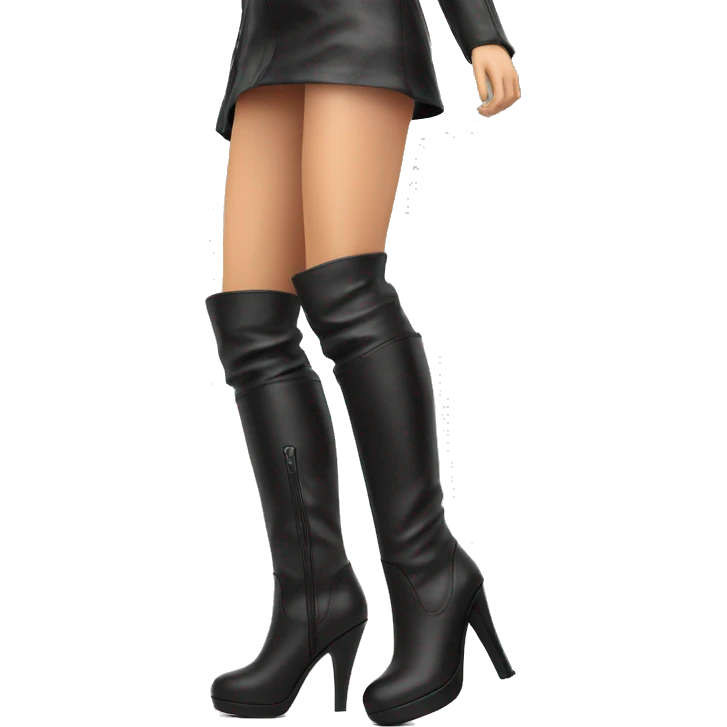 Knee long high heel boots leather  emoji