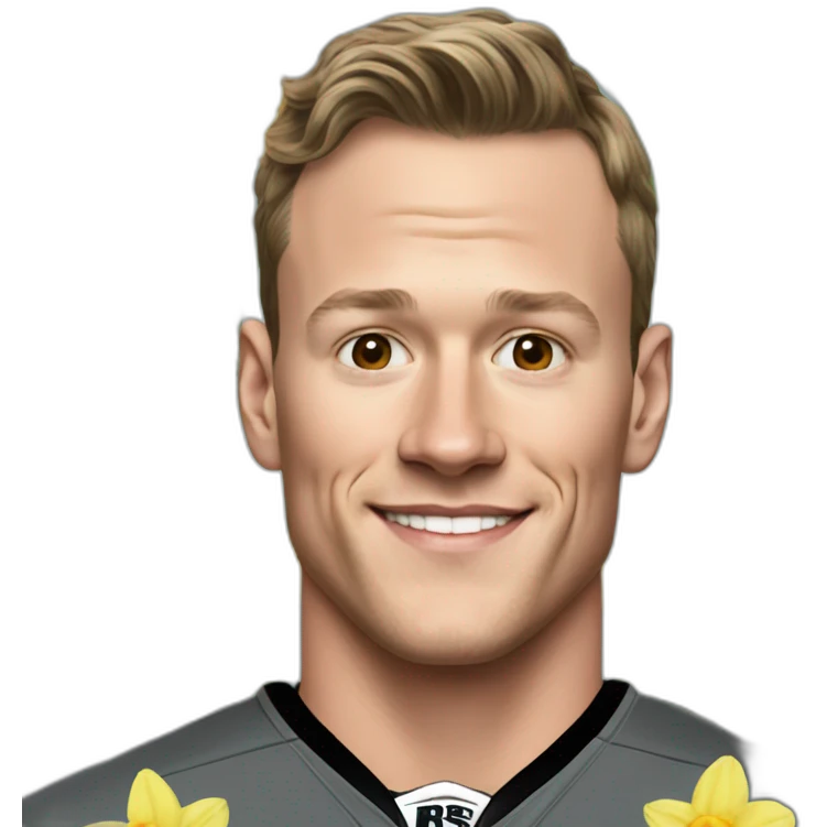 Jonathan Toews as rainbow with daffodils and roses emoji