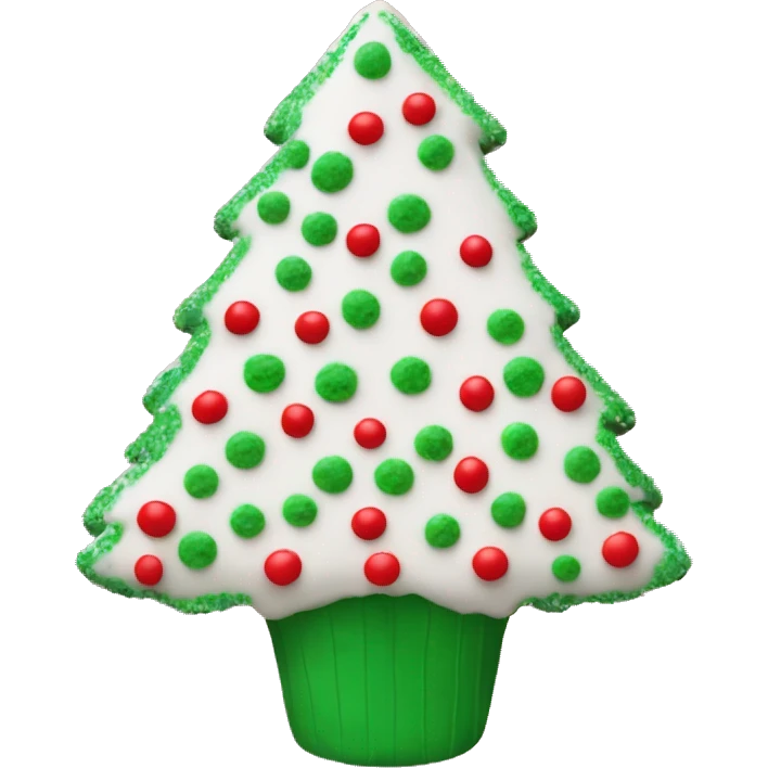 white christmas tree snack cake with red icing and green sprinkles  emoji