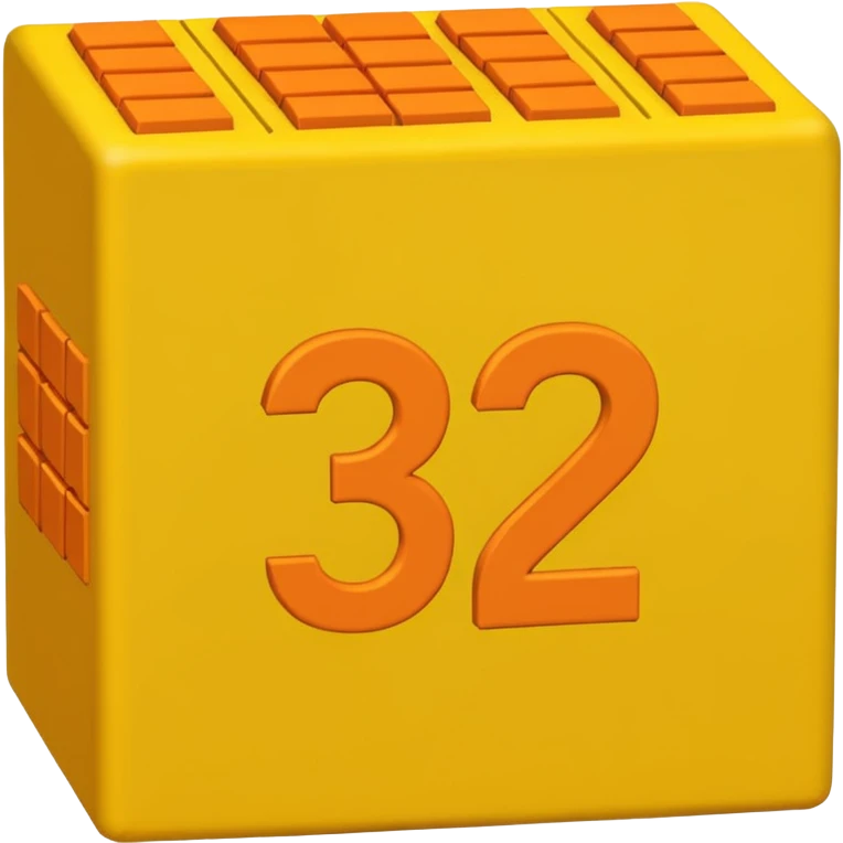 Numberblock 32 is a character made out of 32 blocks in a rectangle and 30 are yellow 2 are orange emoji