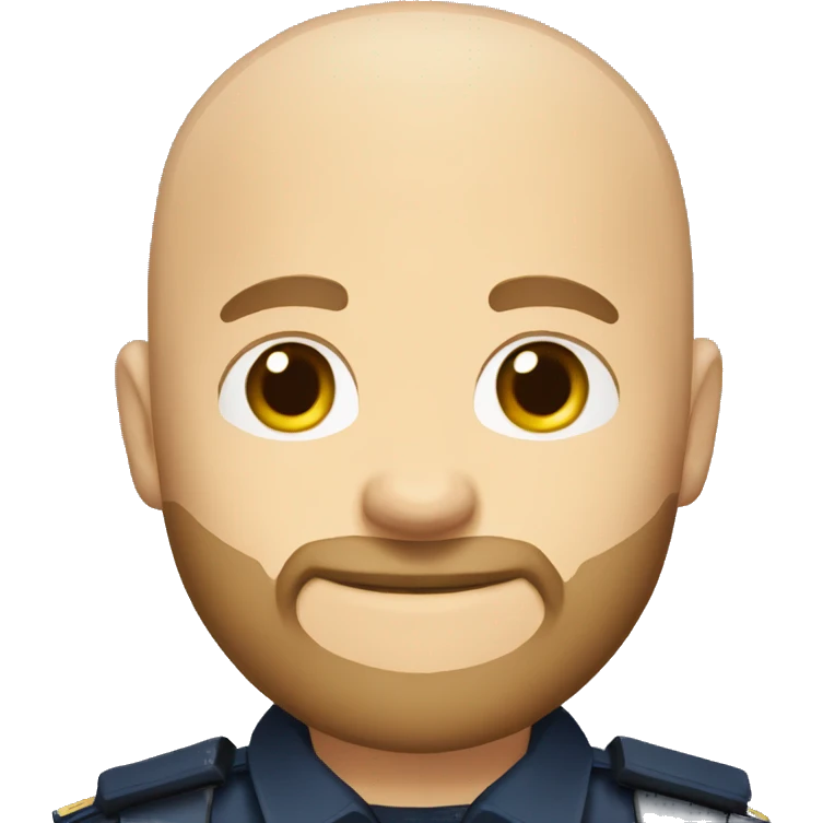 Bald Caucasian man with light brown beard in police uniform  emoji