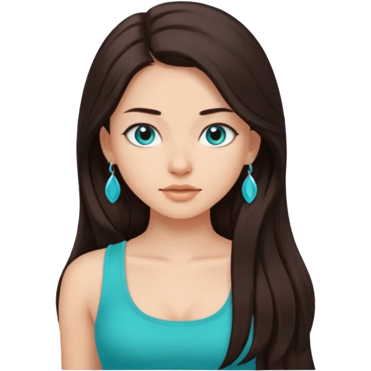 Forever Nenaa with long dark brown hair, cyan crop top emoji