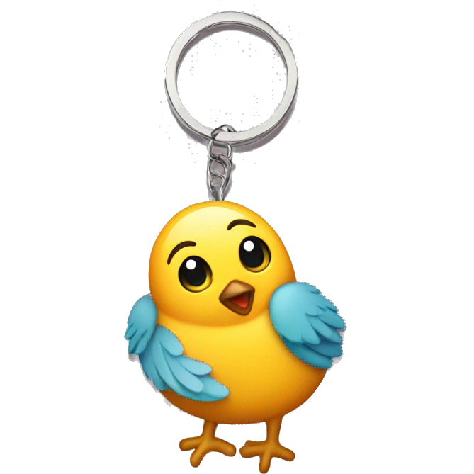 an cute keychain with a baby bird imprint on it  emoji