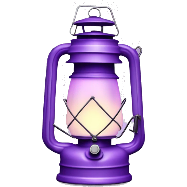 Realistic camping pastel purple lit camping lantern lisolated. emoji