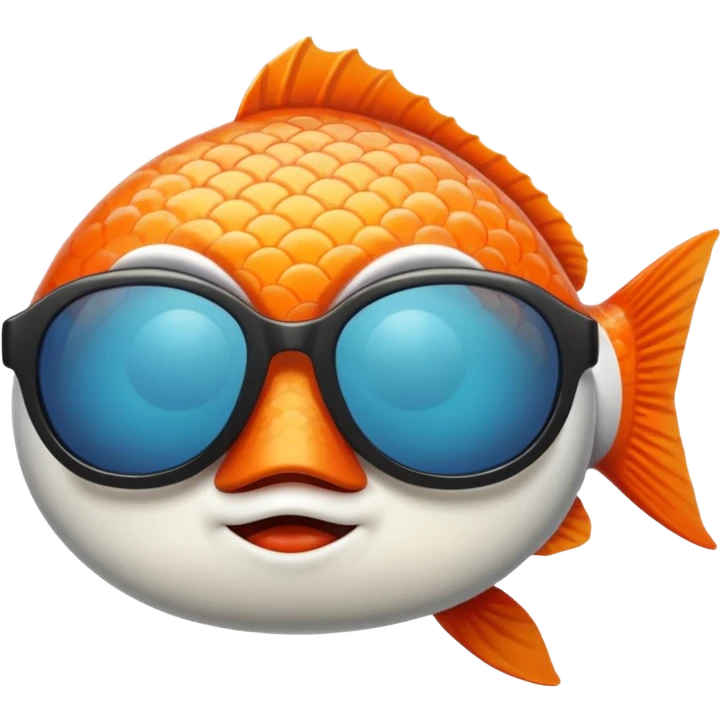 a fish raising one eyebrow and wearing sunglasses emoji