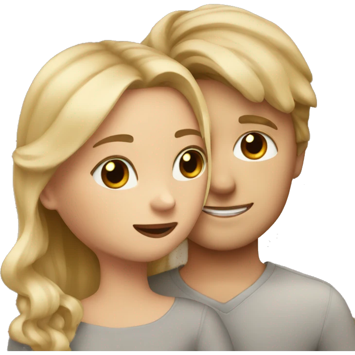 white boy with brown hair hugs a blonde balayage girl emoji