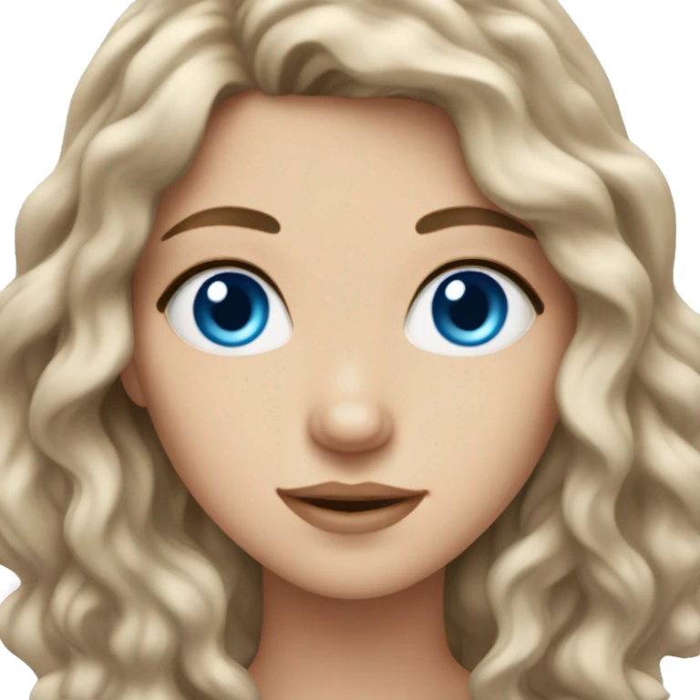 White girl with blue eyes and wavy brown hair  emoji