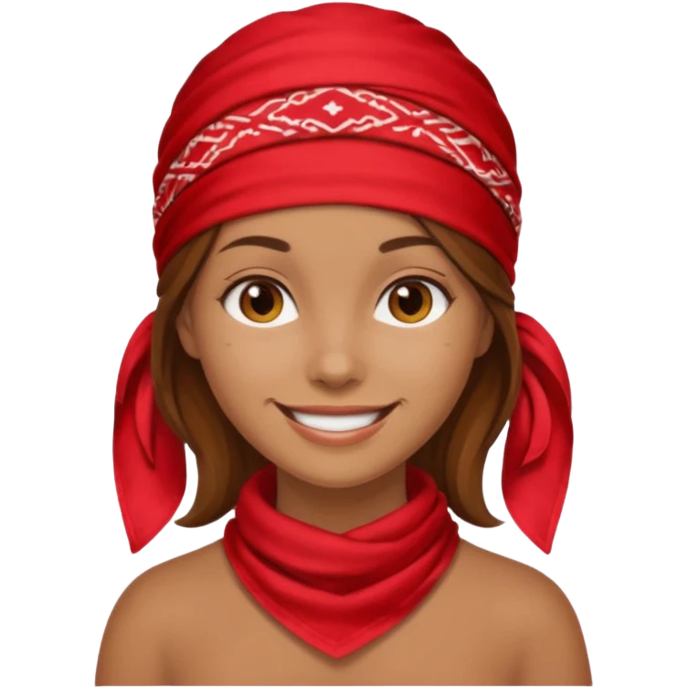 brown haired woman with wearing red bandana emoji