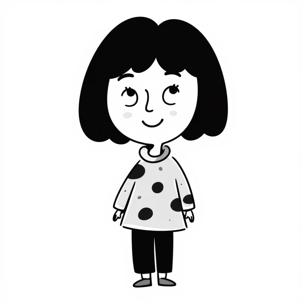 Cartoonish girl smiling with short hair emoji
