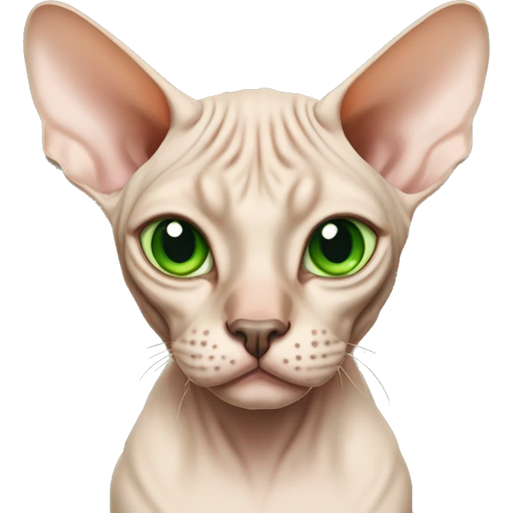 tan sphynx cat with green eyes  emoji