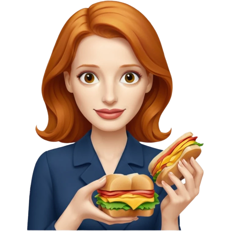Jessica Chastain, making sandwich  emoji