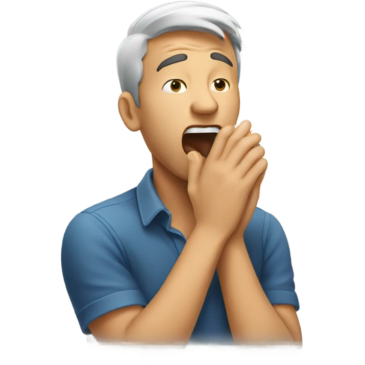 Man  yawning hand over mouth  emoji