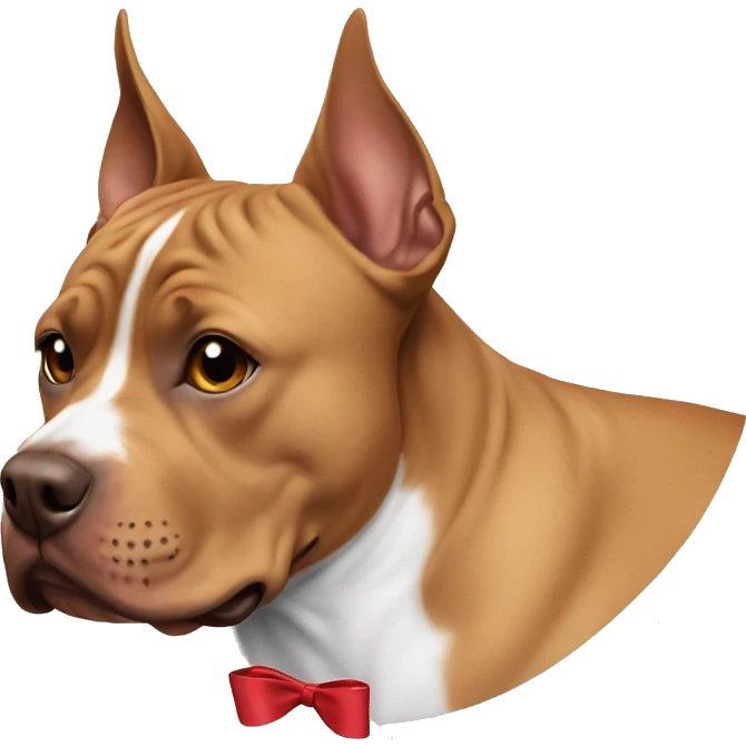 Light brown pitbull ears CROPPED small, with a bow collar emoji