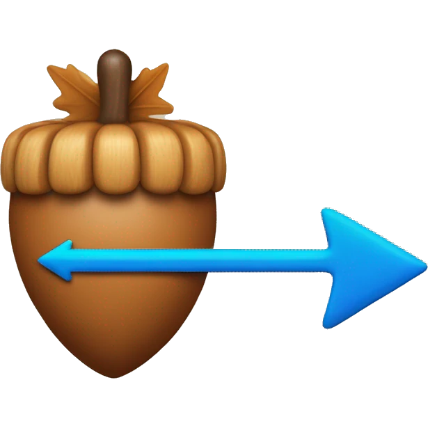 acorn and a blue arrow emoji