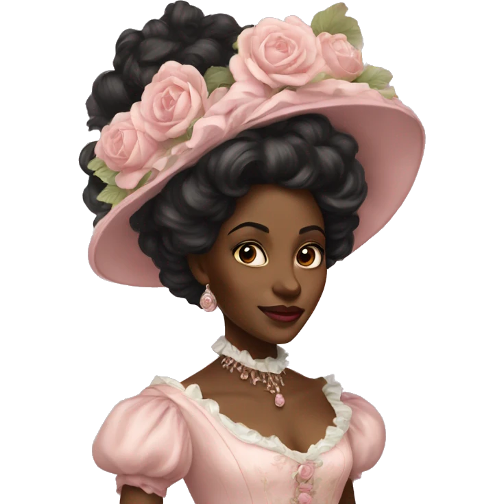 vintage rococo black woman in a light pink gown  emoji
